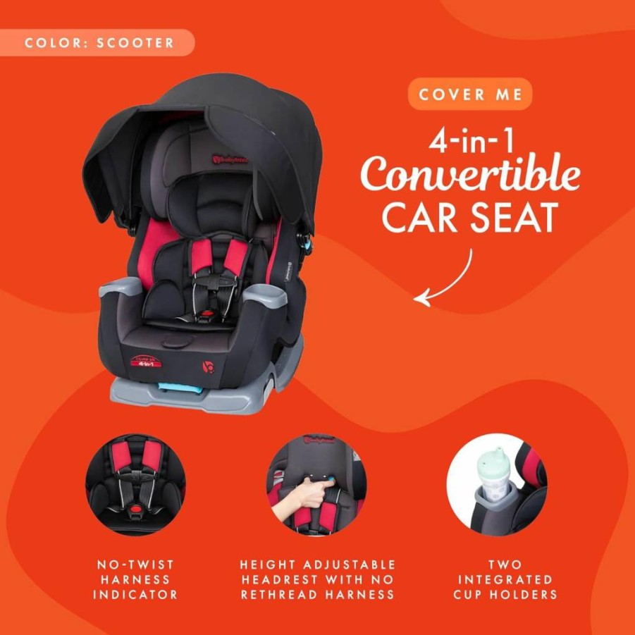 Baby Trend 4-in-1 Convertible Car Seat for Infants & Toddlers | Quartz Pink Cover Me Safe Travel