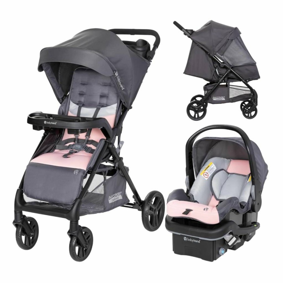 Baby Trend Passport Travel System Stroller with Car Seat, Lightweight & Compact Silver Sky Design for Easy Travel