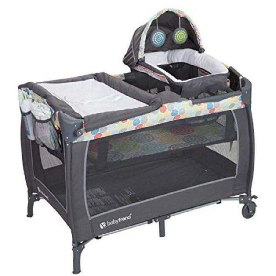Baby Trend Deluxe II Nursery Center Playard - Portable Playpen with Bassinet & Changer, Bluebell