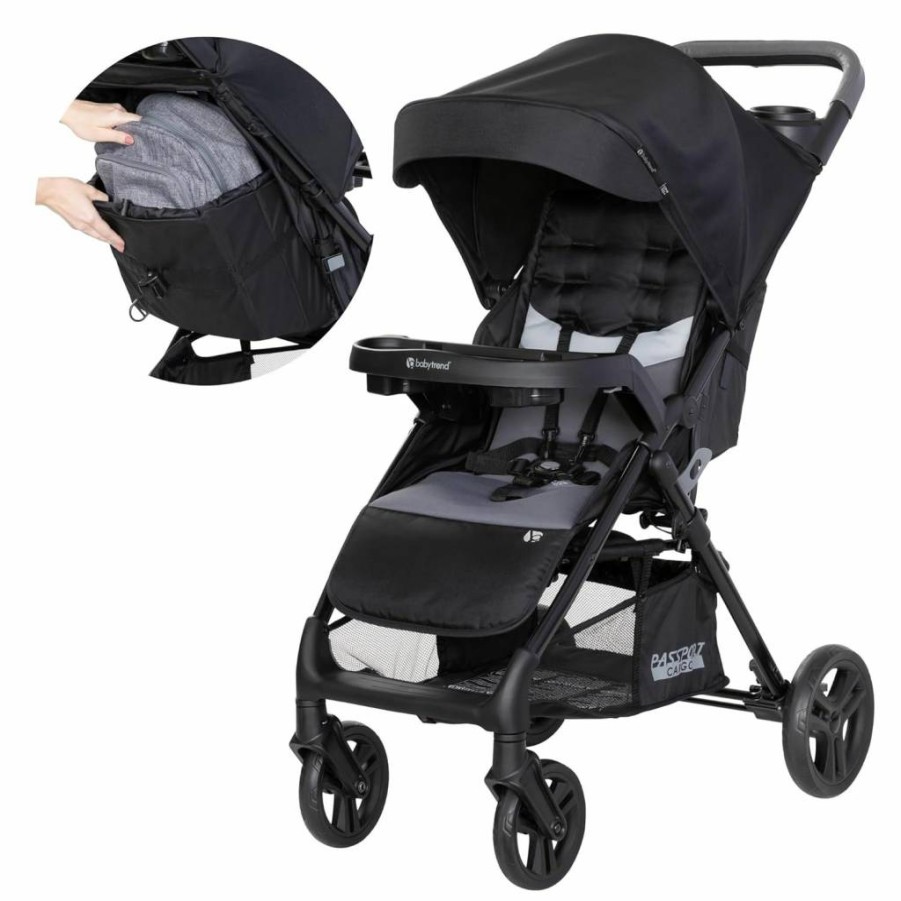 Baby Trend Passport Cargo Travel Stroller - Lightweight, Compact for On-the-Go Families, Fieldstone Grey