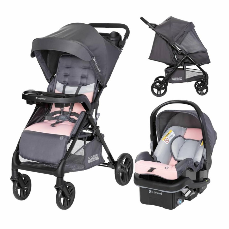 Baby Trend Passport Travel System Stroller with EZ-Lift Infant Car Seat - Lightweight Foldable Baby Carrier, Dash Pink