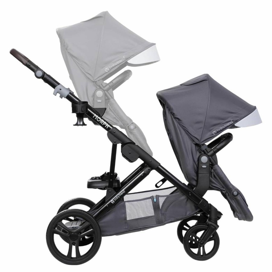 Baby Trend Morph Convertible Single to Double Stroller with Second Seat - Dash Grey, Lightweight & Adjustable