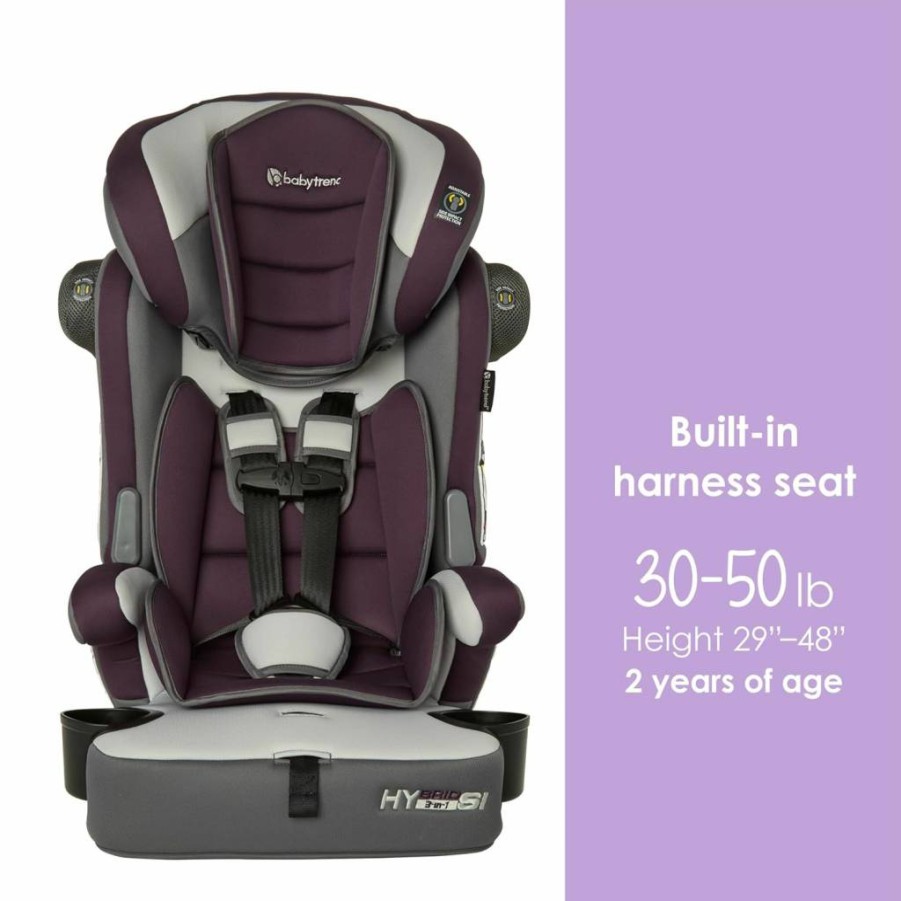 Baby Trend Hybrid Si 3-in-1 Booster Car Seat with Side Impact Protection, Dash Plum – Convertible for Toddler to Big Kid