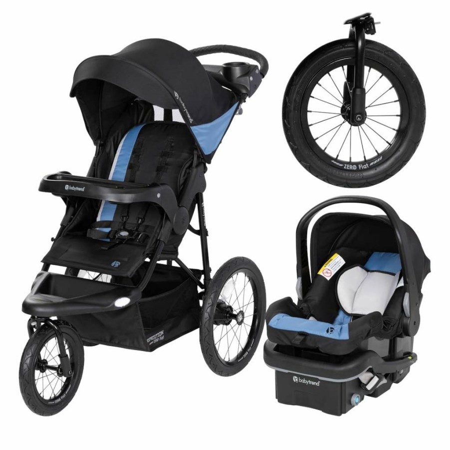 Baby Trend Expedition Jogger Stroller Travel System with LED Lights - Dash Blue, Lightweight & Compact Design for Easy Travel